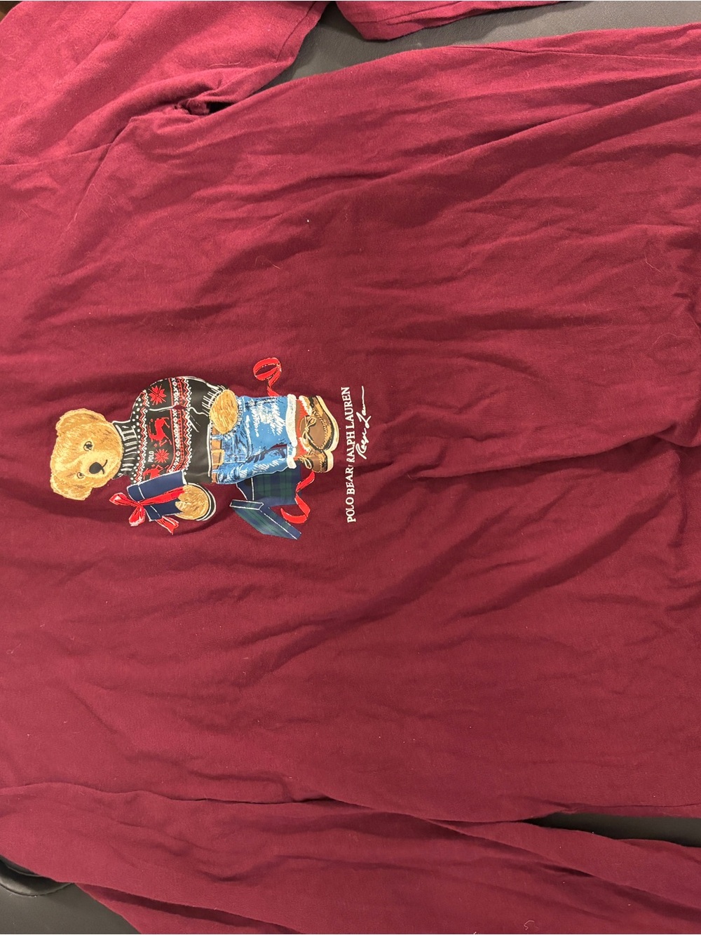 Polo by Ralph Lauren Long-Sleeve Shirt in Burgundy with Polo Bear